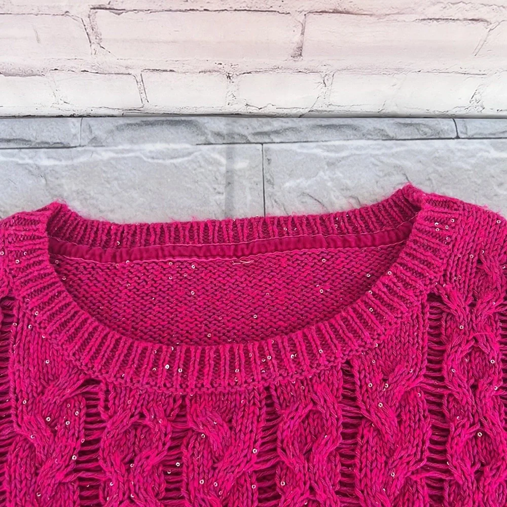 Aeropostal cable knit sequins pullover sweater